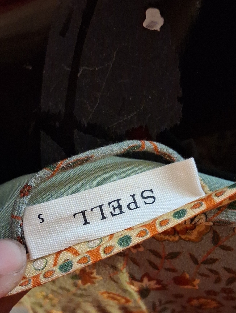Spell Olive & Rust Floral Tie-Waist Viscose Midi Dress - Picture 4 of 8